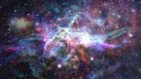 Mystic Mountain. Region in the Carina Nebula imaged by the Hubble Space Telescope. Elements of this image furnished by NASA.の写真素材