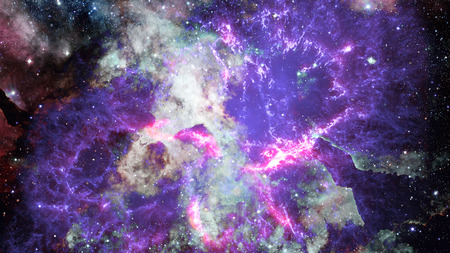 Universe filled with nebula and galaxy.