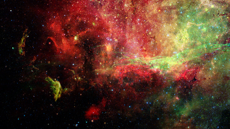 Nebula and galaxies in dark space. Open clusterの写真素材