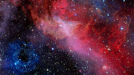 Red nebula in space, abstract background.の写真素材