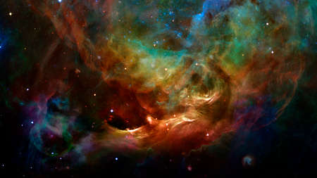 Space galaxy background with nebula, stardust and bright shining stars.の写真素材