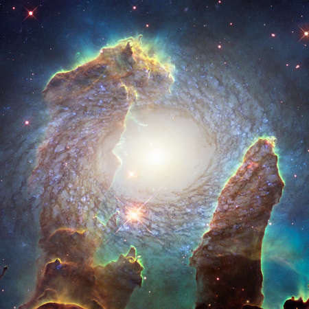 Nebula an interstellar cloud of star dust.の写真素材
