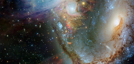 Cosmic art. Beauty of deep space. Science fiction wallpaper. Billions of galaxies in the universe.の写真素材