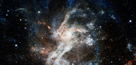 Starry deep outer space. Nebula and galaxy.の写真素材