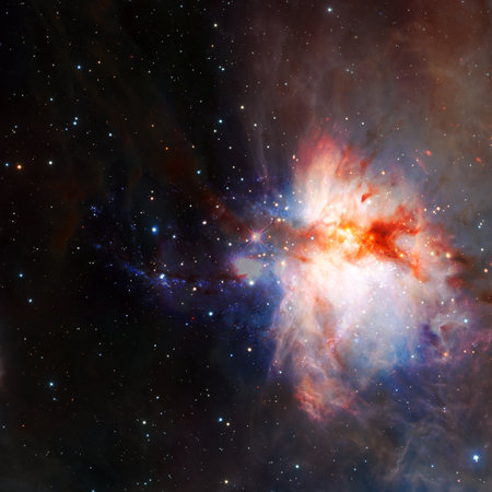 Galaxy cluster in deep space.の写真素材