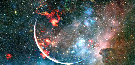 Starry deep outer space. Nebula and galaxy.の写真素材