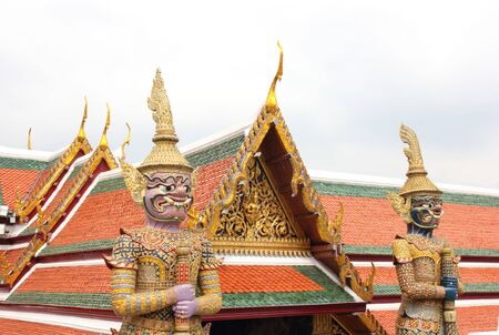 Statue at Wat Phra Kaew in Bangkok Thailand の写真素材