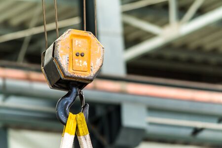 crane hook close up. Industrial background.