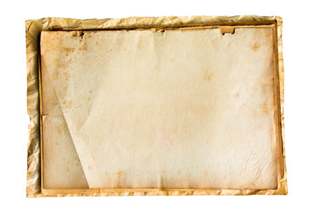 Old paper isolated on white backgroundの写真素材