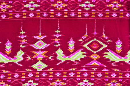 Thai silk pattern on the fabric,Thai silk pattern backgroundの写真素材