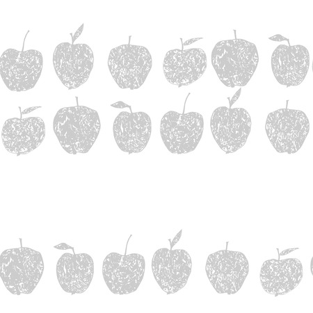 Cute seamless monochrome pattern with decorative apples.のイラスト素材