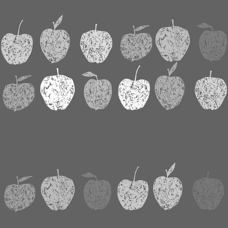 Cute seamless monochrome pattern with decorative apples.のイラスト素材
