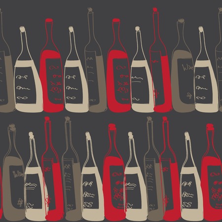 seamless pattern with hand drawn bottlesのイラスト素材