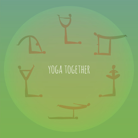 Yoga together. Acro yoga asana practice.  Vector illustration.のイラスト素材