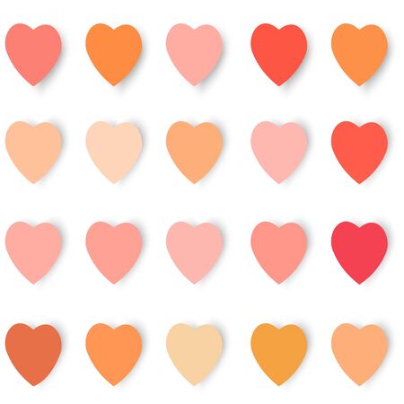 hearts with shadows in different colors, vector background vector illustrationのイラスト素材