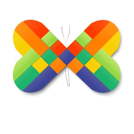 Paper stripe weaving color heart  butterfly.のイラスト素材