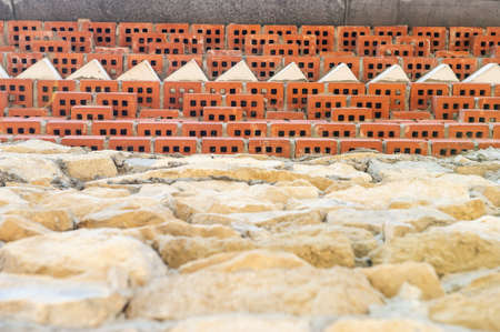 Ancient old Brick Stone Texture pattern backgroundの写真素材