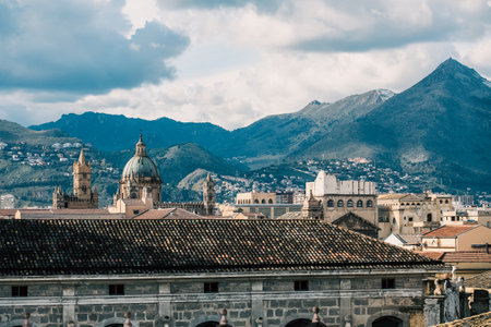 Rooftops in Palermo, Italy in Januaryの写真素材