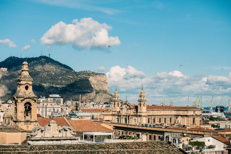 Rooftops in Palermo, Italy in Januaryの写真素材