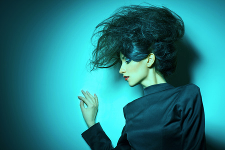 Beauty young woman with curly big and long hair. Permed hair. Glamour lady, Beautiful Woman...