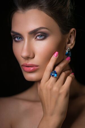 sensual glamour portrait of beautiful woman model ladyの写真素材