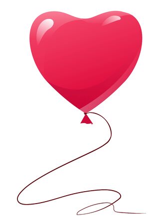 Vector illustration of a red balloon heart for the St. Valentine's day, wedding or birthday. Romantic gift with love isolated on a white background. Element and graphic resourse.のイラスト素材