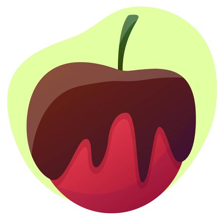illustration of an apple with chocolate. Sweet dessert art element for kitchen or menuのイラスト素材