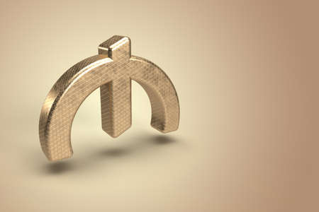 3D rendering gold texture material Azerbaijan currency manat on a gold isolated backgroundの写真素材