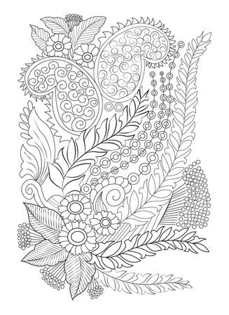 Abstract Monochrome Floral Backgroundのイラスト素材