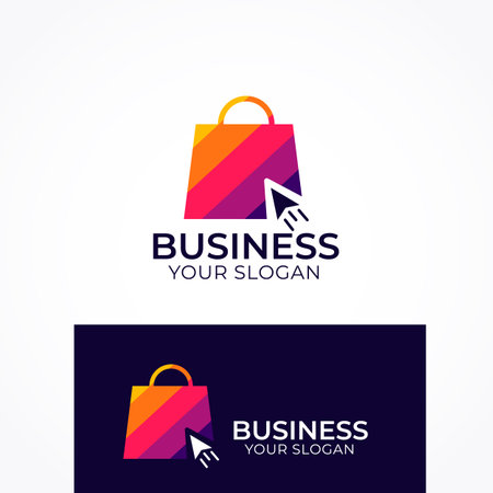 colorful e Shopping bag logo designのイラスト素材