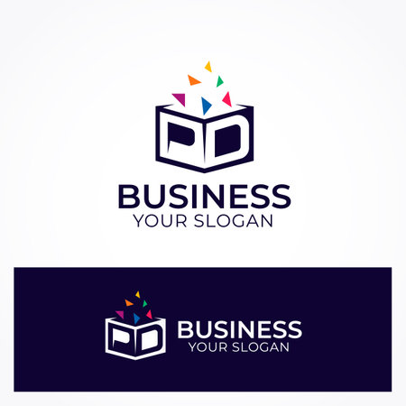 Creative letter P D pixel Box Logo Designのイラスト素材