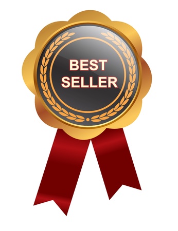 Bestseller medal on white backgroundの写真素材
