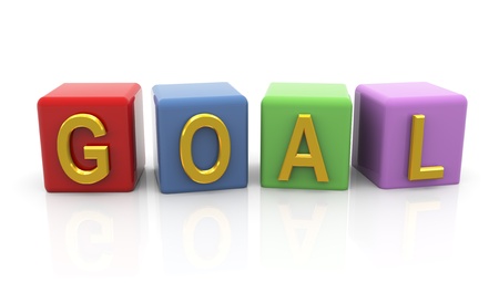 3d render of cubes with text 'goal'の写真素材