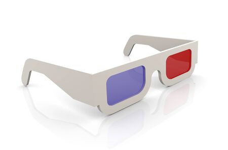 3d render of 3d glasses on white backgroundの写真素材