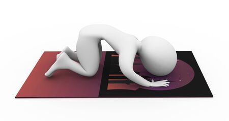 3d muslim man praying salatの写真素材