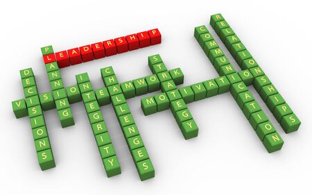 3d crossword of outstanding leadership skillsの写真素材