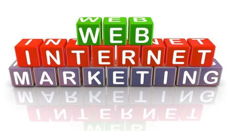 3d colorful text cubes of 'internet web marketing'の写真素材
