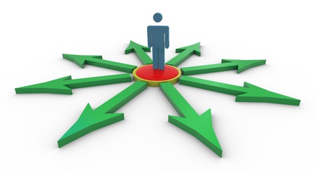 3d man with multiple opportunities and options for selection.の写真素材