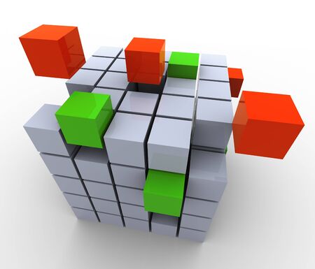 3d abstract cubes structure, Concept of team work, construction, creation etc.