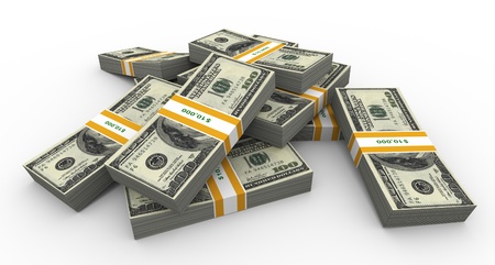 3d render of many dollar packsの写真素材