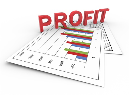 3d render of text profit on financial reportsの写真素材