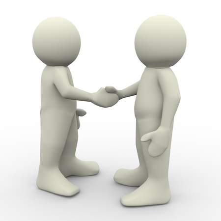 3d render of two man shaking handsの写真素材
