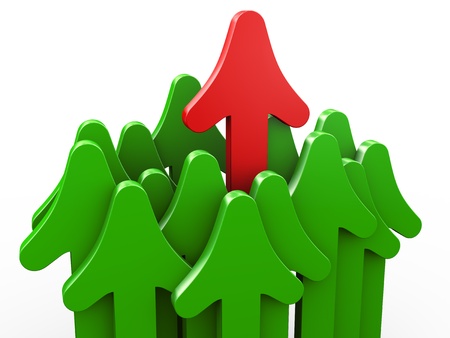 3d render of red rising arrow  Concept of unique, growth and leadership の写真素材