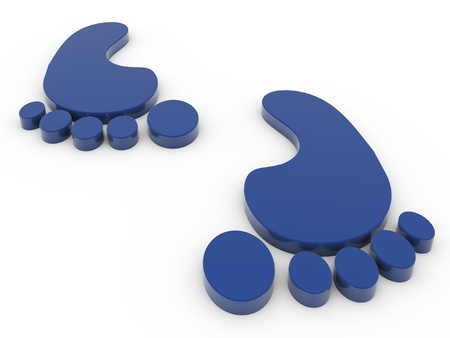 3d render of footprints on white backgroundの写真素材