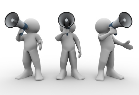 3d render of people with megaphones  3d illustration of human characters の写真素材