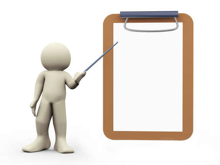 3d render of man and large blank note pad  3d illustration of human characterの写真素材