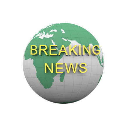 3d rendering of isolated breaking news globeの写真素材