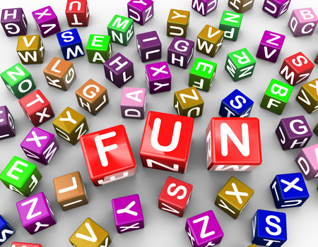 3d rendering of colorful alphabets blocks cubes of word text fun