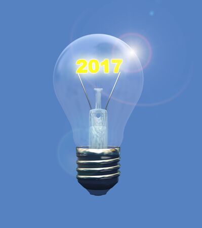 3d rendering of new year 2017 an electric bulb.の写真素材