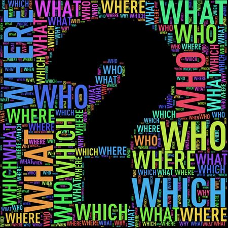 Illustration of question mark sign symbol shape wordcloud tagsの写真素材